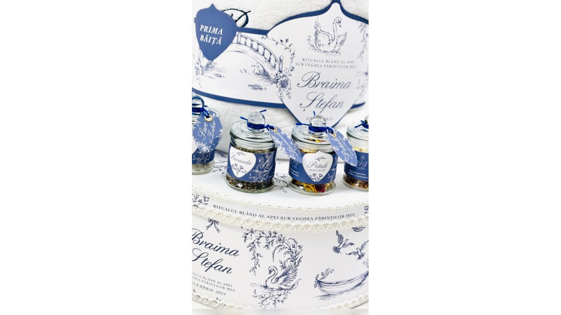 Set Prima Băiță cu nasii dupa botez Swan Lake Ritual Blând al apei pentru Băieți 16